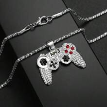1pc Fashionable Stainless Steel Pendant Necklace With Gemstone Inlaid Game Controller Shape Pendant, A Must-Have Item For Gamers, Suitable For Both Men And Women; A Great Choice Of Gift For Friends On Special Occasions Such As Valentine's Day, Birthdays, Or Roommates Gifts.,Mom,Mother,Mother's Day,Gift