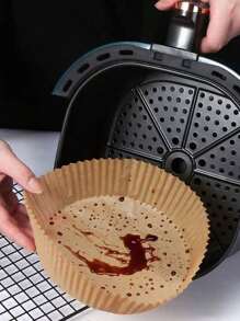 100 piezas Sartén de aire desechable, Revestimiento de papel para sartén de aire, Bol de papel para cesta, Bandeja para hornear, Accesorios para horno, Herramientas para hornear, Utensilios de cocina, Accesorios de cocina