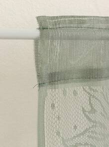 1 件简约太阳和月亮蕾丝杆窗帘、半窗帘、房间隔断 - 綠色 - 查看 4