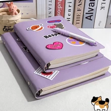 Cuaderno encuadernado en piel sintética PU tamaño A5 con 50 pegatinas, diario bonito, ¡regalos para volver al colegio!