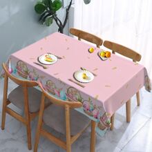 1 peça toalha de mesa com tema de Páscoa, padrões de ovos de Páscoa e cesta de flores, capa de mesa rosa, toalha de mesa feliz Páscoa, decoração de mesa com tema de primavera para casa, decoração de Páscoa, presentes de Páscoa - Rosa - Ver 2
