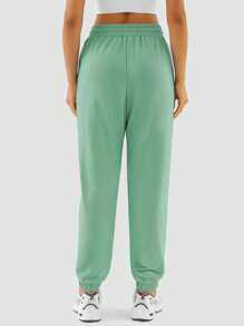 hoteel Women's Belted Sweatpants High Waisted Active Jogging Pants - 綠色 - 查看 4