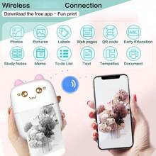 Label Maker - Portable Thermal Label Printer, Wireless Label Maker Machine Mini Sticker Printer With Rolls Thermal Label Paper, Mini Sticker Printer With Multiple Templates For Phone