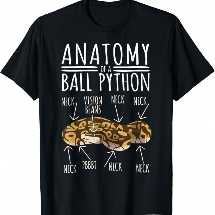 Python Snake Owner - Anatomy Of A Ball Python T-Shirt - Black - View 1