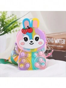 Bolsa mensageiro de silicone com animais fofos, porta-moedas, mini bolsa de aperto com liberação de pressão dos dedos - à prova d'água, bolsa de armazenamento