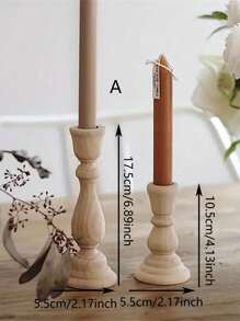 2pcs/set Wooden Candle Holder, Creative Geometric Design Candle Stand For Home - Apricot - View 9