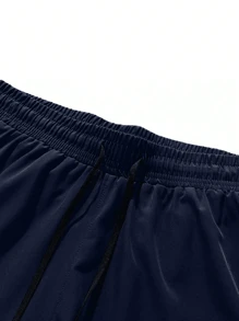 2 piezas Pantalones cortos deportivos informales con cordón para hombre, pantalones ligeros, transpirables, de secado rápido y elásticos para exteriores, primavera/verano 2025