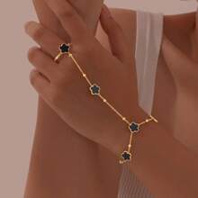 1 pièce Bracelet de doigt rétro design trèfle, classique et polyvalent, idéal pour les voyages, idéal pour les festivals, bracelet thérapeutique en cristal pour un traitement énergétique spirituel.