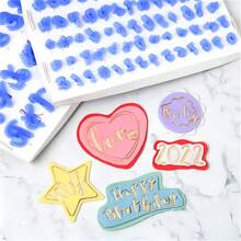 66 piezas Juego de sellos de plástico para imprimir en pasteles, incluye letras mayúsculas y minúsculas, números y símbolos para escribir mensajes en tartas de cumpleaños DIY