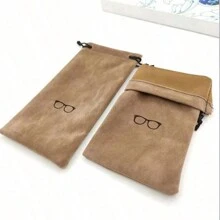 Étui à lunettes et pochette en tissu doux coloré, sac à cordon style frais, sac en tissu compact et portable pour le rangement des lunettes et des bijoux. Accessoires de lunettes pour femmes - Multicolore - Voir 29