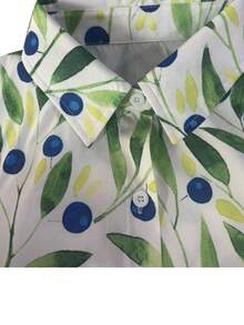 Vestito casual con colletto alla coreana e maniche lunghe con stampa su tutto il capo, per taglie comode - Menta Verde - Visualizzare 3