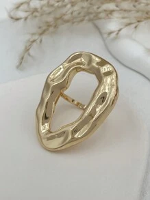 1pc Vintage Exaggerated Fashion Creative Asymmetrical Petals Leaves Pearl Inlaid Ring, Minimalist Metal Gold Thick Hollow Geometric Knuckle Rings, Suitable For Women's Daily Wear, Multiple Parties & Events Decoration, Holiday Gift, Clothing Matching