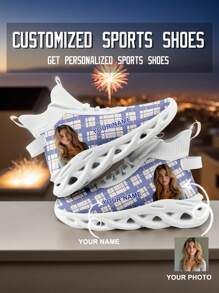 Personalisierte Hochbund Sportschuhe, mit Ihrem Foto und Namen bedruckt, reflektierendes, atmungsaktives Mesh-Design, modische und komfortable Sneaker mit dicker Sohle, stilvolle und weiche Sportbekleidung für Damen und Herren