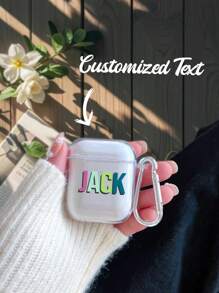 1 pieza Funda personalizada con texto/nombre compatible con  1/2,  Pro,  3,  4 - transparente - Ver 6