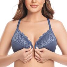 MELENECA MELENECA Women's Racerback Front Closure Full Coverage Unlined Plus Size Underwire Bra