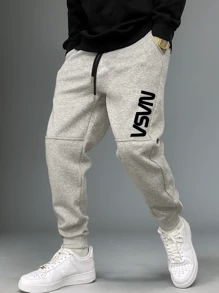 Men's Casual Knitted Letter Print Sweatpants