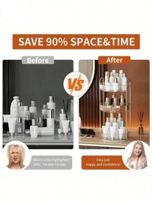 1 件 360 度旋转化妆品收纳盒，适用于梳妆台，大容量护肤品透明化妆品收纳香水收纳盒化妆品梳妆台收纳盒台面，化妆品收纳盒，360 度旋转可调节化妆品收纳展示，适用于假日海滩、浴室收藏、卧室收藏，大容量