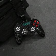 1pc Fashionable Stainless Steel Pendant Necklace With Gemstone Inlaid Game Controller Shape Pendant, A Must-Have Item For Gamers, Suitable For Both Men And Women; A Great Choice Of Gift For Friends On Special Occasions Such As Valentine's Day, Birthdays, Or Roommates Gifts.,Mom,Mother,Mother's Day,Gift