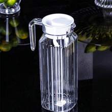 1pc Acrylic Water Bottle, Not Easily Damaged Plastic Water Bottle, Transparent Plastic Water Bottle With Lid, Heat-Resistant Small Plastic Water Bottle, Suitable For Tea, Sangria Soda, Lemon Water, Fruit Juice, Milk, Stripes