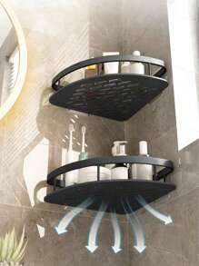 1 pieza Soporte de pared de metal para baño, estantería de ducha de aleación de aluminio, estante de almacenamiento de artículos de tocador y cosméticos, estantería de esquina, accesorios de baño, herramientas de baño, accesorios de baño - Unitalla - Ver 8