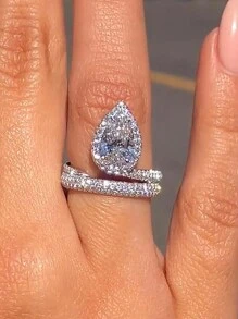 1 件经典方晶锆石戒指，适合女士婚礼订婚派对珠宝情人节礼物、妈妈、母亲、母亲节、礼物 - 1# - 查看 5