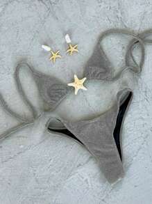 Fashionable Sexy Plain Starfish Bikini Swimwear, For Summer Beach Vacation
