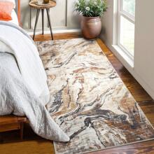 Modern Abstract Living Room Printed Area Rug Soft Bordered Thin Carpet Non Slip Stain Resistant Floorcover Easy To Clean Non Shedding Doormat Home Aesthetic Decor Low Pile Mat Throw Rug For Bedroom Laundry Kitchen Bathroom Dinning Room Entrance - Brown - View 3