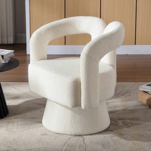 Chaises d'appoint pivotantes à 360 degrés, fauteuils ronds avec large rembourrage, fauteuil en tissu moelleux pour salon, chambre, bureau, salles d'attente