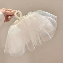 Ätherischer Spitzenpuff Haarclip, romantisches Mesh-Haarteil, schönes waldartiges Braut-Haarzubehör, Länge des Schleiers ca. 25 cm, Größe des Haarclips 11 cm