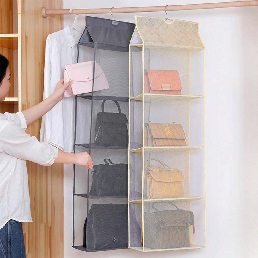 1 件透明悬挂式衣柜收纳袋，多层服装收纳袋，适用于手提包、家居、女士情人节礼物生日男朋友女朋友 - 彩色 - 查看 1