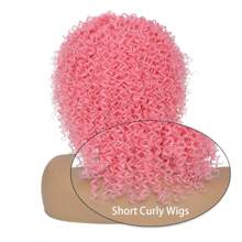 Kinky Curly Wigs Short Curly Afro Wig With Bangs For Women 12 Inch Easy To Use Wig Afro Synthetic Natural Wig For Daily Use