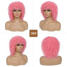 Kinky Curly Wigs Short Curly Afro Wig With Bangs For Women 12 Inch Easy To Use Wig Afro Synthetic Natural Wig For Daily Use
