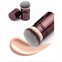 1支可伸缩粉底刷，柔软刷毛，易于涂抹 - 咖啡棕 - 查看 1