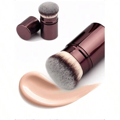 1pc Retractable Foundation Makeup Brush, Soft Bristles For Easy Application