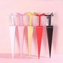 10 件情人节 PVC 折叠花束包装盒、鲜花礼盒、DIY 花卉工艺材料、玫瑰单茎盒、小型商务用品、独特礼品、精美物品、花卉装饰配件、母亲节单茎盒 - 彩色 - 查看 5