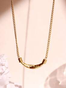 1 件不锈钢黑色/棕色正品虎眼石新月吊坠项链，简约优雅防水珠宝，秋冬时尚复古女士配饰 - 彩色 - 查看 13