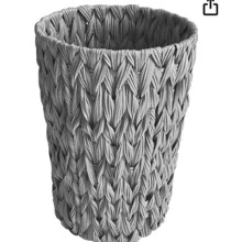 Wicker Trash Can,Grey Bathroom Trash Can,Wicker Waste Basket For Bedroom,Waterproof Narrow Wicker Trash Basket,Space-Saving,2 Gallon Round - Grey - View 1