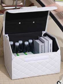 1pc Car Trunk Storage Box Leather Folding Car Storage Box Car Universal Storage And Miscellaneous Sorting Box - one-size - View 5