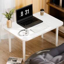 Batley Rectangle Dining Table With Solid Wood Legs, Modern Dining Room, Coffee Table Office Table, 23.6"Lx15.7"W (White, 1/2 Seater)