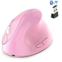 Souris verticale sans fil ergonomique Bluetooth 5.0 à double mode 1600 DPI réglable, 6 boutons, souris silencieuse rechargeable sans fil pour Win/Android/iOS (500 mAh)
