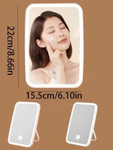 LED Lighted Vanity Mirror, Foldable Makeup Mirror With Light, Smart, High Definition, Portable, Compact, Ideal For Dorm & Tabletop Gifts Birthday Graduation - Multicolor - View 2
