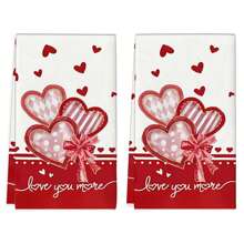 16x24 Inch Super Soft And Absorbent Heart-Shaped Kitchen Towel - Machine Washable Dish Cloth With Valentine's Day Heart Design, Home Decor, Holiday Gift, Wedding Decor