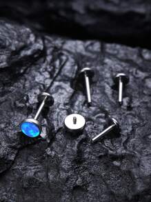 1pc Luxury Fashion G23 Titanium Piercing Jewelry 16G Opal Decorated Lip Stud, Earrings, Cartilage Stud, Nose Stud, Body Piercing Jewelry