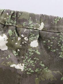 Young Boy Cuffed Camouflage Cotton Cargo Pants, Spring - Multicolor - View 8