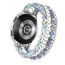 20mm Handmade Elastic Crystal Beaded Bracelet Strap Compatible With Samsung Galaxy Watch7/6/5/4 40/44mm, Active 2, Watch 4 Classic 42mm/46mm, Watch 5 Pro 45mm - Silver - View 6