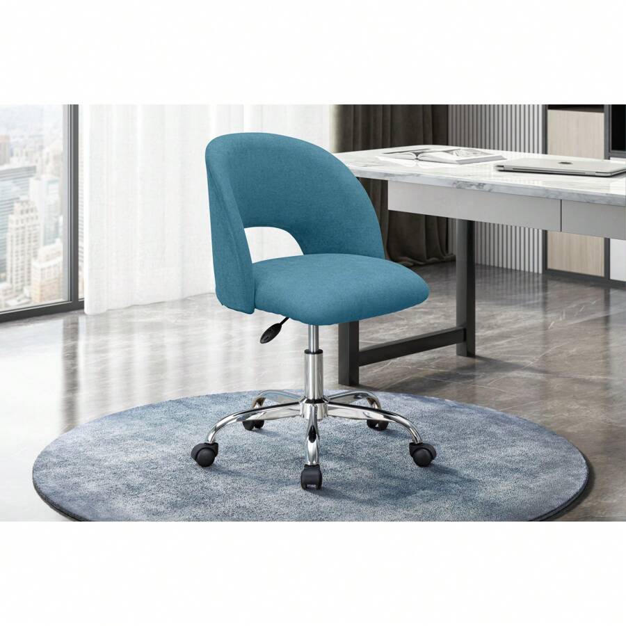 Fabric Upholstered Open Back Office Chair, Teal For Teens And Adults