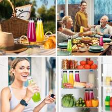 Tomnk 40/80pcs 12oz Juice Bottles, Empty Plastic Juicing Bottles With Caps, Cone Reusable Clear Bulk Beverage Containers For Juicing, Drinking, Milkshake, Tea And Other Beverages - 無色 - 查看 8