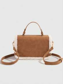 New Autumn/Winter Fuzzy Square Shoulder Bag, Vintage Versatile Ladies Handbag & Crossbody Bag With Lock