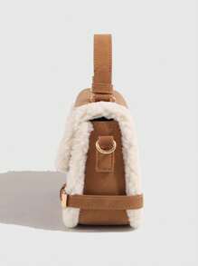 New Autumn/Winter Fuzzy Square Shoulder Bag, Vintage Versatile Ladies Handbag & Crossbody Bag With Lock