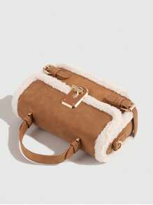 New Autumn/Winter Fuzzy Square Shoulder Bag, Vintage Versatile Ladies Handbag & Crossbody Bag With Lock